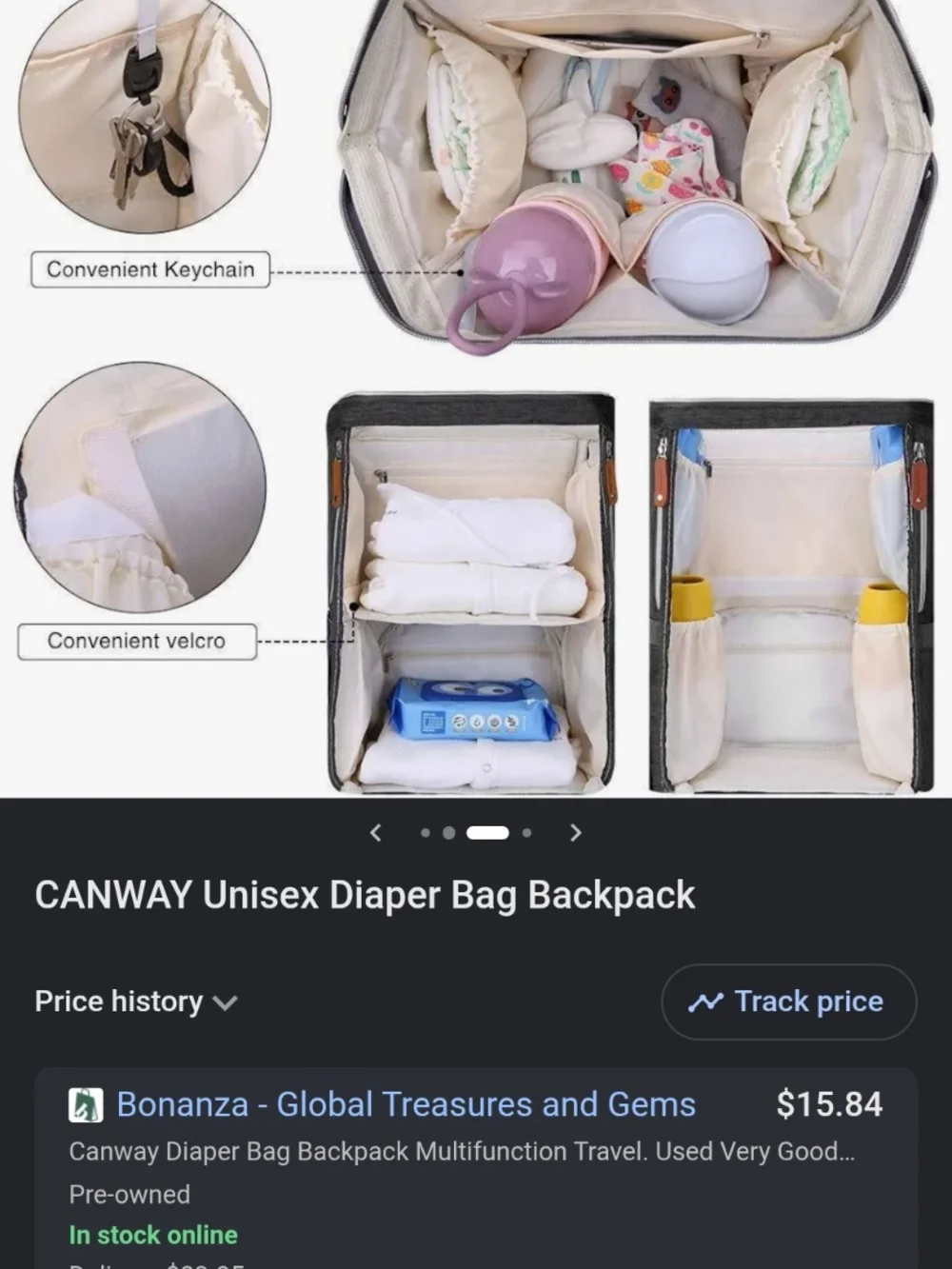 Denim-Style Baby Backpack with Tan Trim by